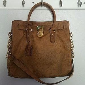Micheal Kors brown ostrich leather bag